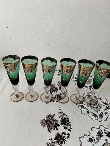 İçki üçün qablar: Qədəhlər, rəng - Yaşıl, Şüşə, 6 ədədli dəst — 1