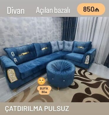 metbex mebelleri 2018: Угловой диван, Новый, Раскладной, С подъемным механизмом — 1