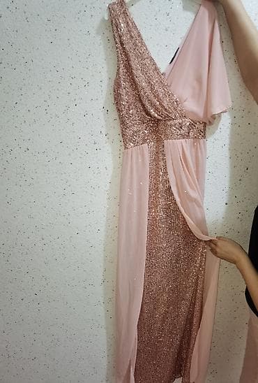 don ziyafet: Payetli axşam/ziyafət geyimi – pudra/şaftalı tonlarında - Model — 1