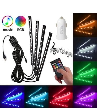RGB musiqi sinxronizasiyalı avtomobil LED işıq zolaqları dəsti - 4