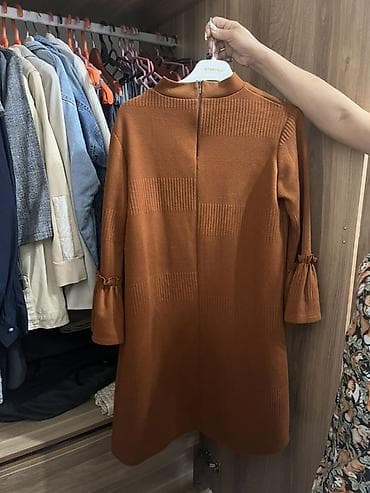 villur ev geyimleri: Qadın trikotaj don - Rəng: tünd kərpic/qəhvəyi - Material: yumşaq — 2