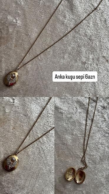 Bəzək boyunbağılar dəsti - Ürək kolyəsi: nazik zəncir, iki asqı – — 3