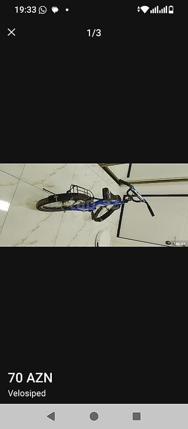 Uşaq velosipedi – mavi rəng - Təkər ölçüsü: təxminən 20 düym -