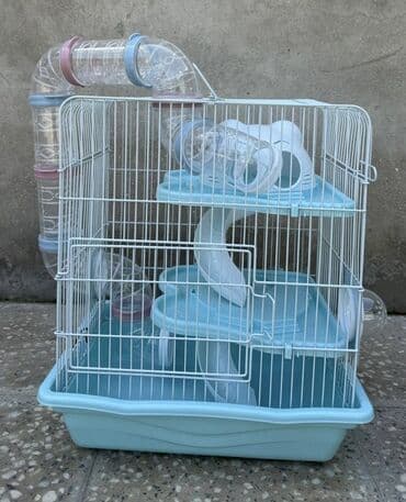 Hamster üçün çoxmərtəbəli qəfəs və oyun komplekti - Rəng: açıq mavi