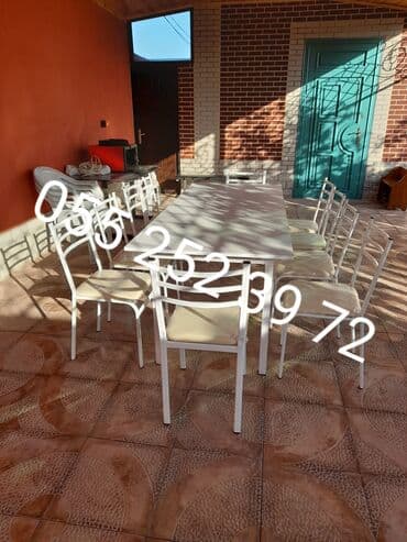 stol və stul dəstləri: Yeni, Dördbucaq masa, 10 stul, Açılmayan, Stullar ilə, Taxta, Azərbaycan — 4