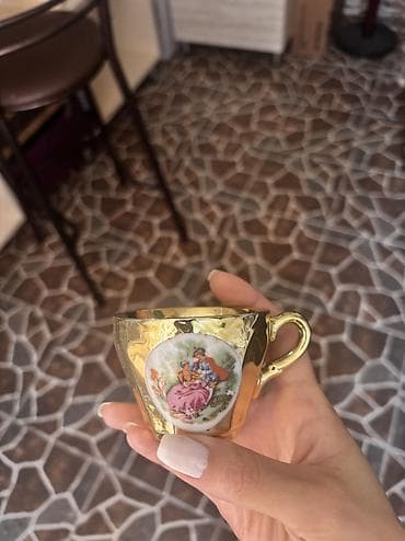 dəm caydan: Çay dəsti, rəng - Qızılı, 6 nəfərlik — 4