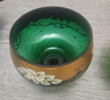 qoz tingleri: Şüşə bədii qablar – 2 ədəd dəst - Material: qalın, rəngli şüşə — 1