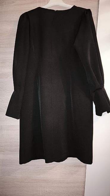 qara sade donlar: Qadın qara düz kəsimli don - Klassik dizayn, dəyirmi yaxa - Uzun — 2