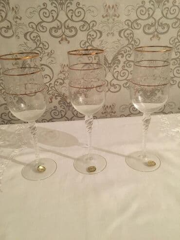 Stəkanlar, rəng - Qızılı, Xrustal