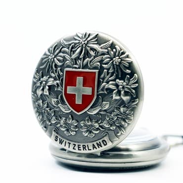 el fecr saat: Антикварные Механические карманные часы ретро Швейцарский Красный — 2