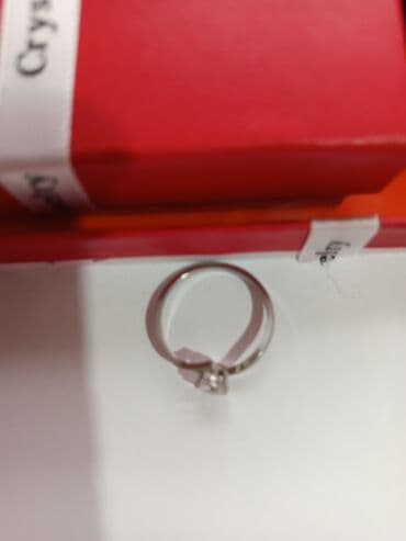 tek qaş üzüklər: Gümüş rəngli tek qas zərif üzük 7olcu 17razmer - Dizayn: Asimmetrik — 26