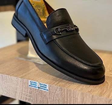 Kişi dəri ayaqqabıları – klassik qara rəngdə - Üst material: “Naturel