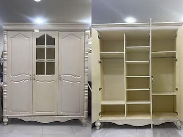 3 qapili dolab: 3 qapılı, Bej, Taxta, Açılan, Düz dolab — 1