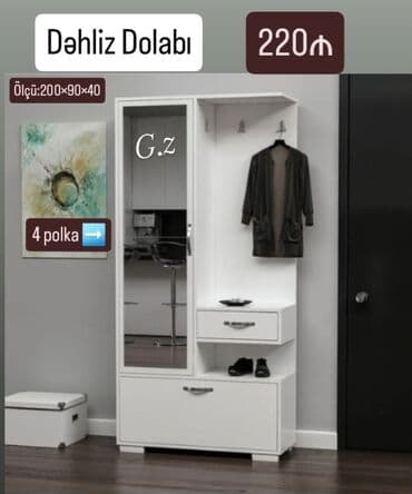 Rəflər: Açılan, 1 qapı Dəhliz dolabı — 1