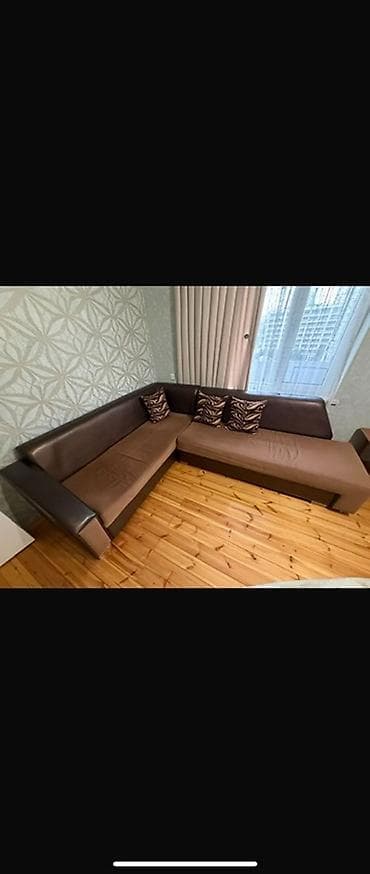 Divan 200azn Ziğ yolu 8849 leli Künc divanı – L formalı, qəhvəyi