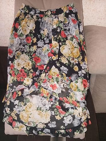 Qadın geyim dəsti – çiçək naxışlı şifon - Dəst: 2 hissə – ətək və