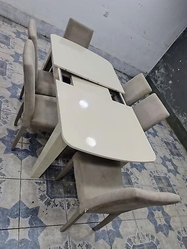 bağ ucun masa: Mətbəx üçün, Açılan, 6 stul — 2
