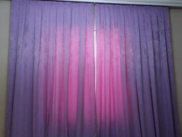 Bənövşəyi rəngli pərdə dəsti - Material: Yüngül parıltılı, sıx
