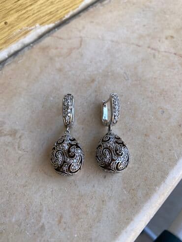 tek qas gumus uzukler: Sırğa, Gümüş, 925 Əyar — 2