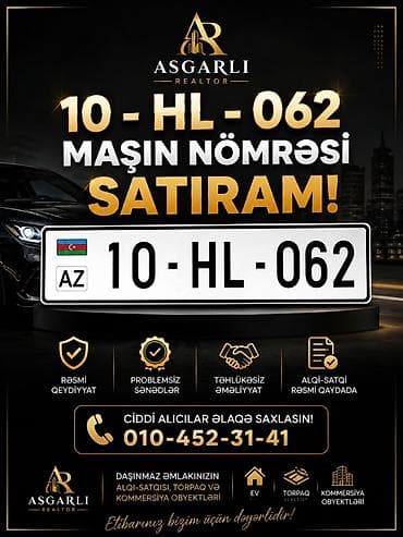 Aksesuarlar və tüninq: Satılır: Avtomobil dövlət nömrə nişanı 10-HL-062 Xüsusiyyətlər: - AZ — 1