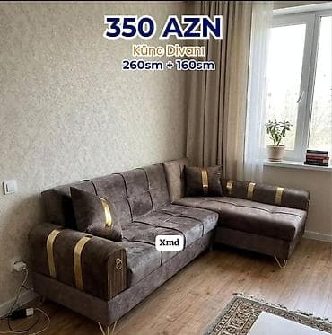 evden islemek: Künc divanı – 260 sm + 160 sm ölçü Qiymət: 350 AZN (şəkildə — 1