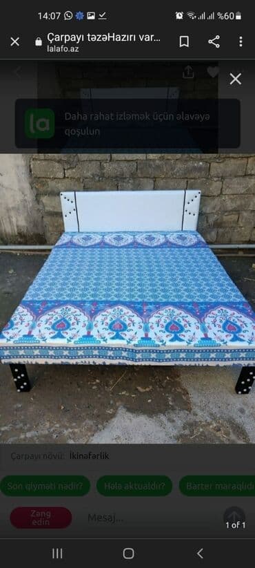 Çarpayı təzə 1 nəfərlik 60 manat 2 nəfərlik 110 manat Çatdırılma var