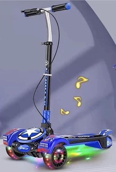 motor kaski: Uşaq skuterı – 3 təkərli, işıqlı və musiqili - Rənglər: mavi və — 3