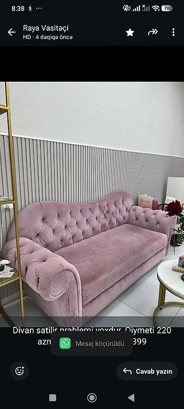 Divan satilir prablemi yoxdur. Qiymeti 220 azn Unvan İnqlab Raya 6399