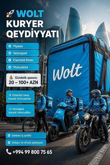 operator iş: Moto-kuryer tələb olunur, Gündəlik ödəniş, Təcrübəsiz — 1