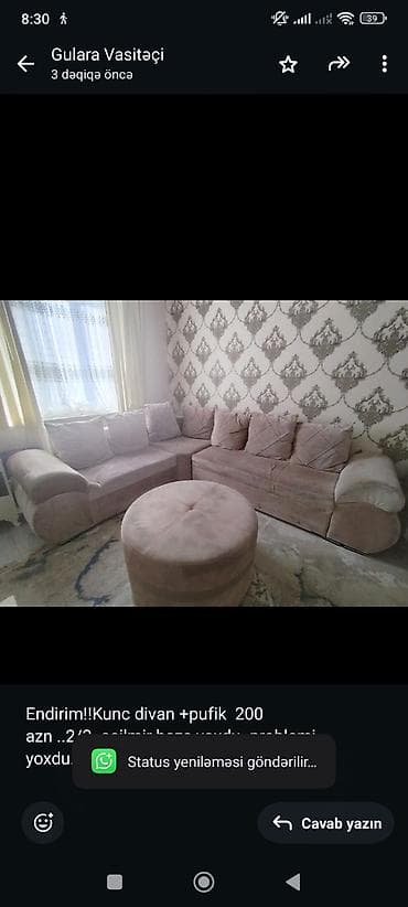 uglovoy divan: Künc divan, Açılmayan, Bazasız — 1