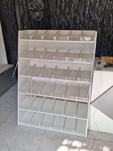 market vitrinleri: Mağaza avadanlığı dəsti - Material: laminat/MDFlam ağ və boz — 3