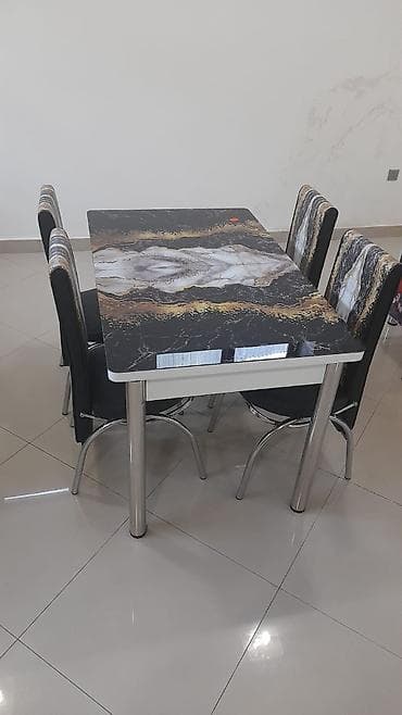 Mətbəx üçün, Yeni, Açılan, Dördbucaq masa, 4 stul