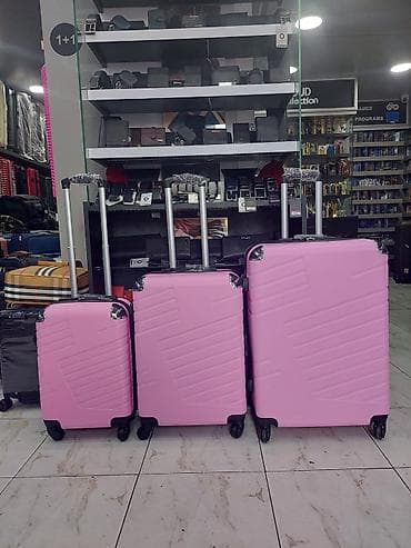 Çamadanlar: 3-lü sərnişin çamadan dəsti – açıq çəhrayı - Ölçülər: kiçik (kabin — 1