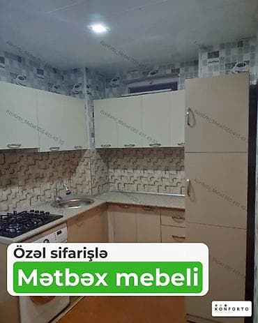 Özəl sifarişlə mətbəx mebeli - Plan: L formalı komplekt, yuxarı-aşağı — 1