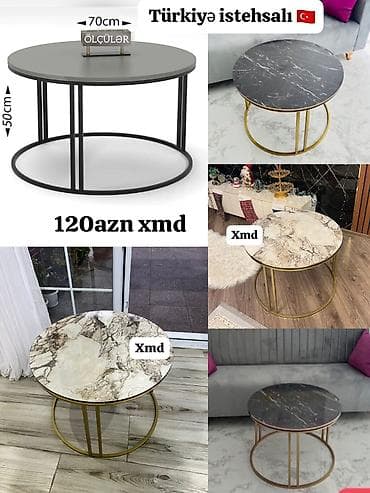 Türkiyə istehsalı dekorativ dairəvi masa - Ölçü: diametr 70 sm — 1