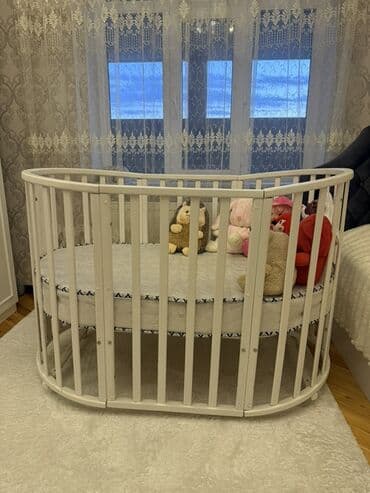мебель в детскую комнату: Для девочки и мальчика, Б/у, Овальная, Колыбель, Без бортиков, С матрасом, С механизмом качания — 2