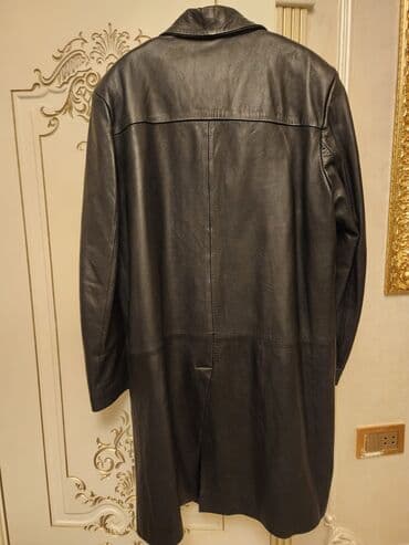 kişi dəri godəkcələr: SANIMO kişi dəri palto - Material: təbii qara dəri, hamar tekstura - — 3