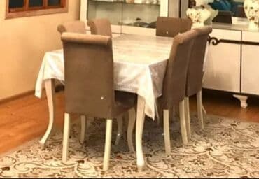 стол кухонный: Qonaq otağı üçün, Açılmayan, Dördbucaq masa, 6 stul — 1