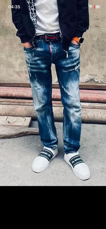 cins tulumlar: Kişi cins şalvarı - Stil: düz kəsim, rahat oturuş - Rəng: tünd mavi — 2