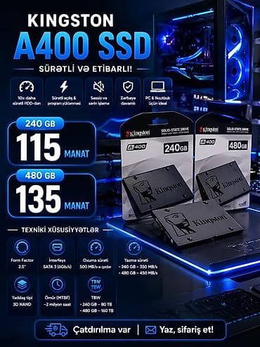 casper notebook qiymetleri: Daxili SSD disk Kingston, 480 GB, 2.5", Yeni — 2