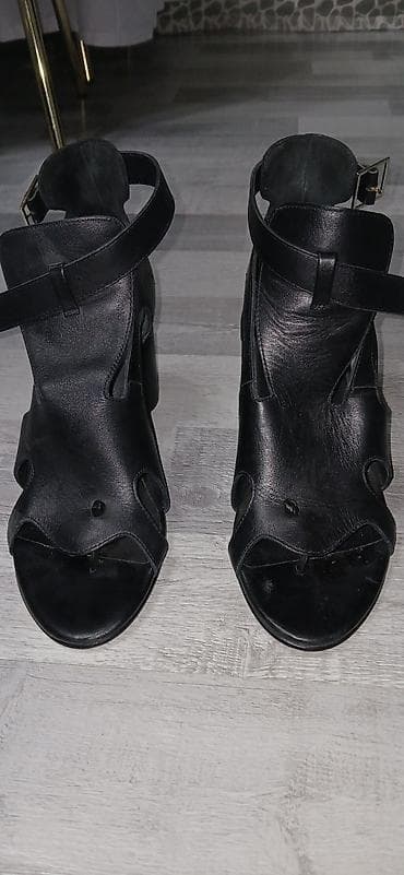 basanoşka: Qadın sandal/kandalları – qara rəng - Material: yumşaq dəri üst — 2