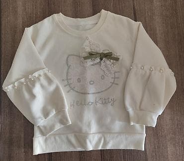 deri plas: Uşaq üçün krem rəngli sweatşört - Model: Hello Kitty dizaynlı - — 1