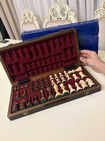 İdman alətləri: Gold Knight Chess Set – Taxta şahmat dəsti Magnit+taxta - — 2