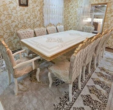 диван стол: Для гостиной, Новый, Нераскладной, Прямоугольный стол, 6 стульев — 10