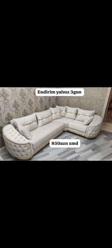 угловые диваны в баку: Угловой диван, Раскладной, Ткань — 15