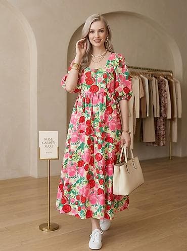 Kokteyl donlar: Məhsul: Rose Garden Maxi - Stil: Maxi uzunluqda, kvadrat yaxalı don - — 1