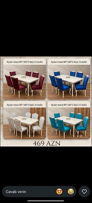 qabaq stol: Qonaq otağı üçün, Yeni, Açılan, 6 stul — 1