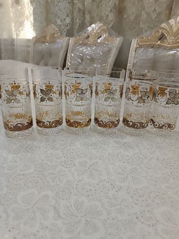 şüşə qab: Stəkanlar, rəng - Qara, Şüşə, 14 ədədli dəst — 21