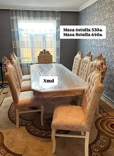 ucuz termo: Klassik üslubda yemək otağı dəsti - Seçimlər: - Masa + 6 stul — — 1