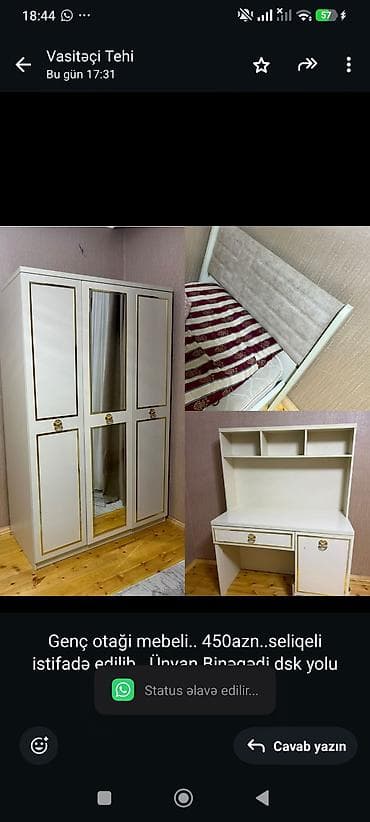 Genç otaği mebeli. 450azn. seliqeli istifadə edilib. Ünvan Binəgədi